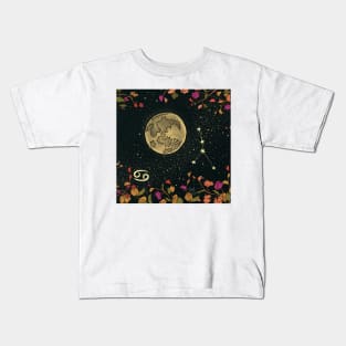 Cancer Flower Moon Night Sky Kids T-Shirt